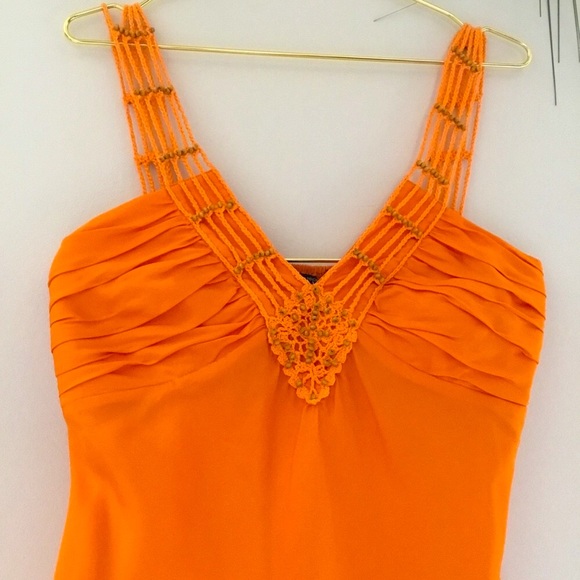 🧡Boston Proper Silk Wood Beaded Straps Women Top - Picture 2 of 10